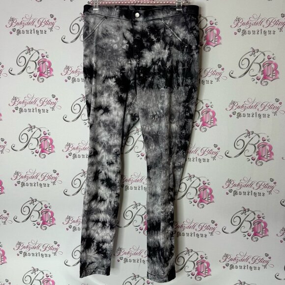 HUE Denim - HUE pants stretchy Black and Gray Tie-Dye Skinny Jeans